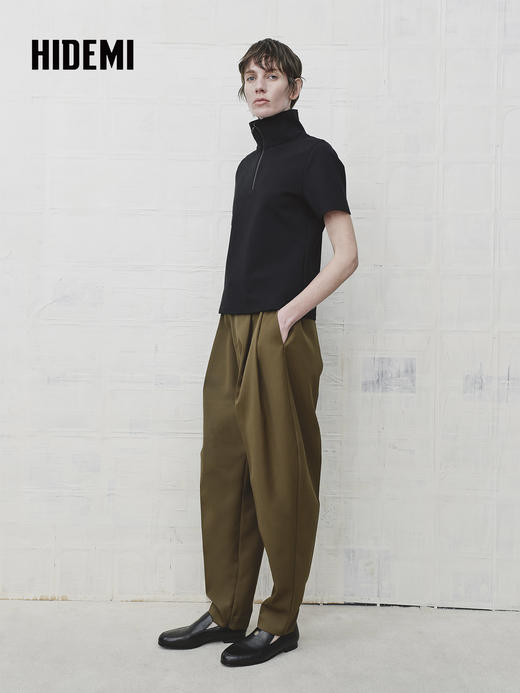 HIDEMI 美丽奴羊毛经典松弛感锥形裤西裤长裤 商品图4
