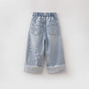 马克珍妮奇趣猫咪女童牛仔卷边阔腿裤2026年春装新款560175 商品缩略图3