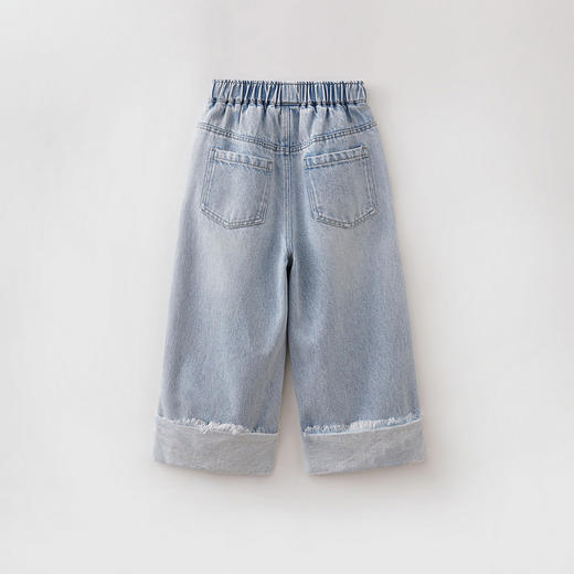 马克珍妮奇趣猫咪女童牛仔卷边阔腿裤2026年春装新款560175 商品图3