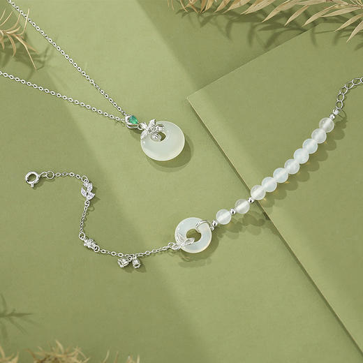 【平安蓝铃】纯银平安扣蓝铃花玉髓项链【JHY-N002213B】 商品图3