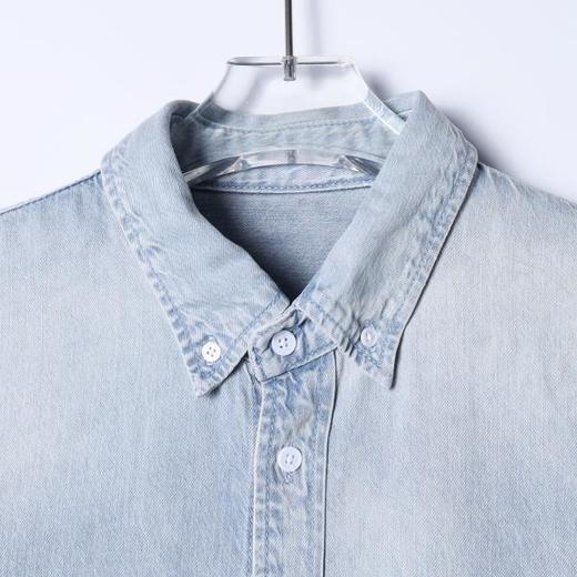 SDSA男装2026新款高贵轻奢韩版简约磨白牛仔长袖衬衫百搭舒适衬衣 商品图1