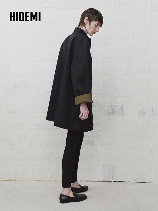 HIDEMI 设计感美丽奴羊毛简约立领双面穿双层复合中长款西装外套 商品图6