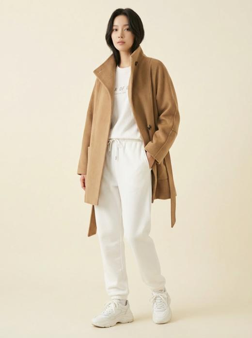 一粒扣立领简约珠边双面手工大衣（附腰带） 商品图7