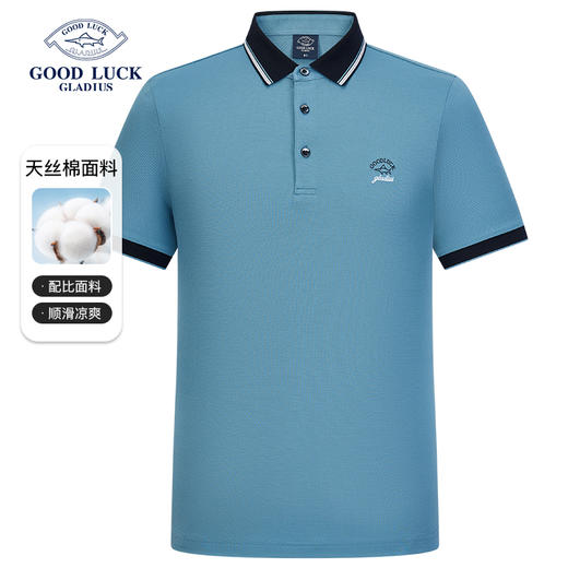 【莱赛尔】德鲨男装夏季翻领t恤男休闲撞色上衣打底POLO衫 商品图0