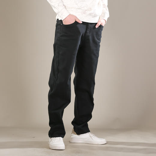 DRONKOO 2026 正常腰表袋皮标微弹中厚牛仔长裤 商品图1