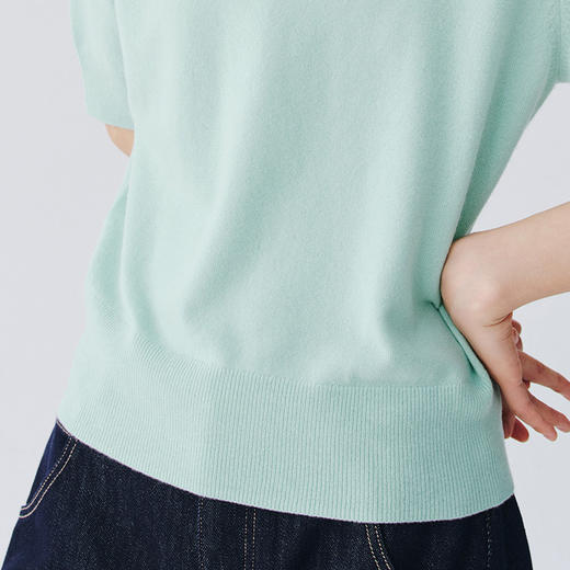 东黎 • 复苏的呼吸 玉露逢春 山羊绒女士轻盈透气圆领半袖 6024 商品图7