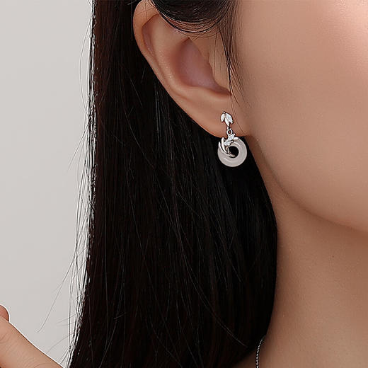 【穗穗平安】纯银穗岁平安扣麦穗玉髓耳钉【JHY-E001316M】 商品图2