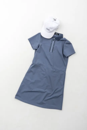 GGG高尔夫 女士夏季 弹力吸水速干 翻领半拉链连衣裙