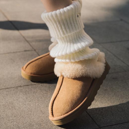 起程厚底包头羊毛拖|羊毛皮一体+包头拖，厚实保暖一脚蹬 商品图0