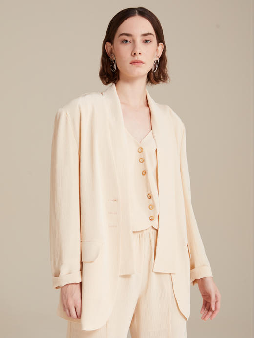 宽松廓形醋酸光泽肌理感休闲西装外套 商品图1