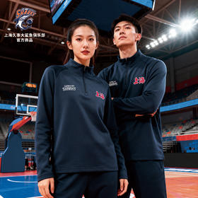 【官方正版】上海久事大鲨鱼俱乐部 | 藏蓝长袖训练服半拉链T恤
