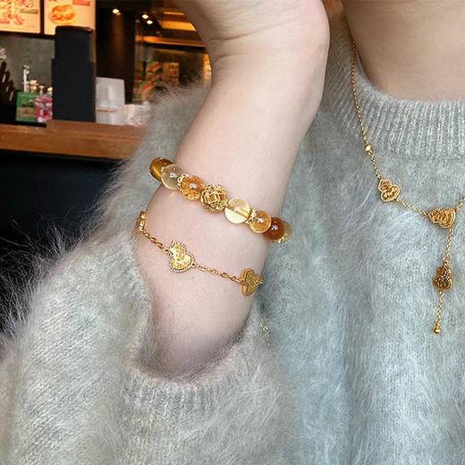 【精工打磨❗️能量加持】天然黄水晶手串女金发晶黄虎石手链轻奢高级感新中式塔晶闺蜜手饰 商品图4