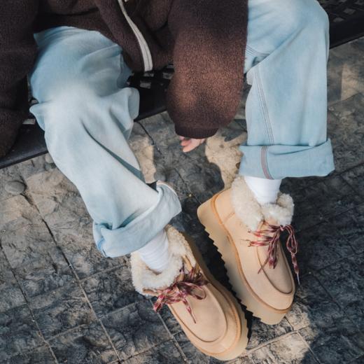 起程厚底泰迪羊毛雪地靴|牛反绒鞋面+厚实羊毛内里，4.5cm厚底 商品图1