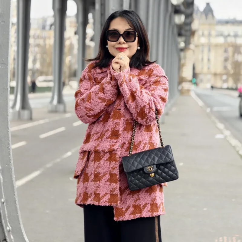 长短两穿设计感千鸟格羊毛 大衣外套