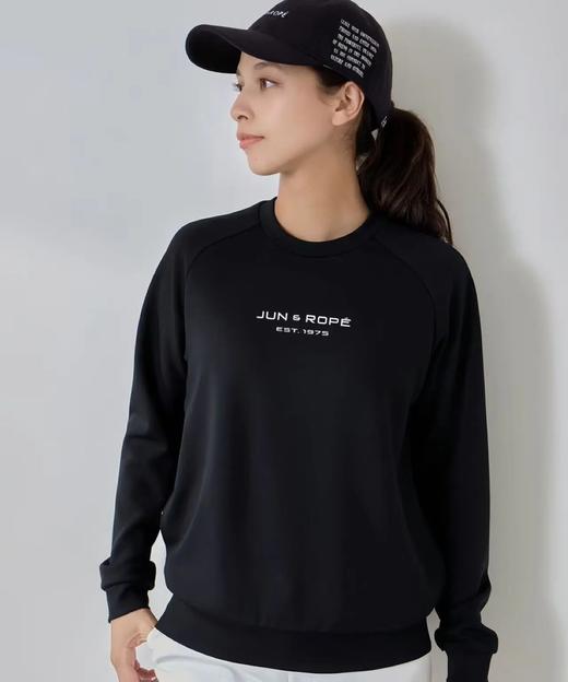 Jun & Rope  女士 秋季高尔夫 光滑弹力纸板针织圆领长袖卫衣 字母印花 商品图2