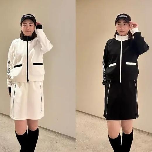 BEAMS GOLF 女款 斜纹黑白配色立领外套+抽绳短裙套装 弹力舒适防紫外线 商品图6