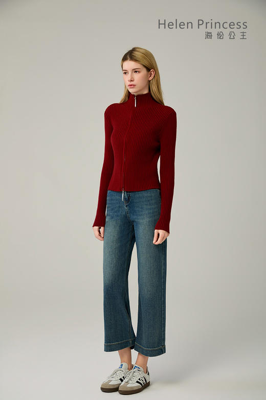 高领双拉链修身针织衫 商品图3