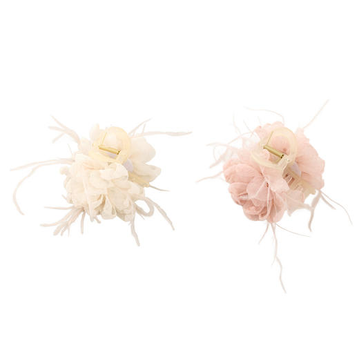 三彩2026新款网纱立体花带爪发夹仙气羽毛温柔简约灵动通勤氛围感 商品图4