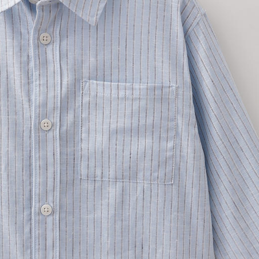 马克珍妮松弛条纹男童透气棉麻衬衫2026年春装新款560223 商品图4