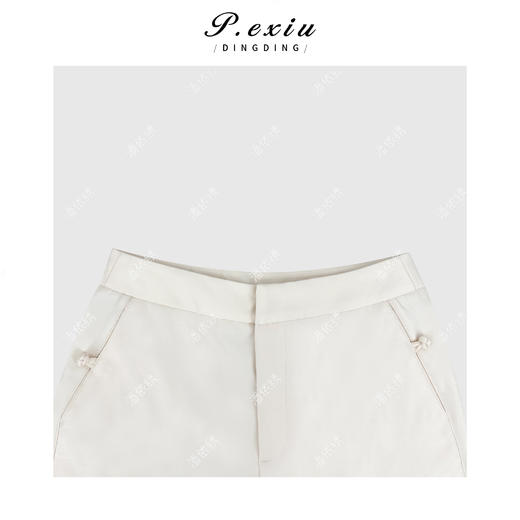 04-1潘依绣丁丁宠粉气质光泽感盘扣国风八分休闲裤Q9584 商品图2