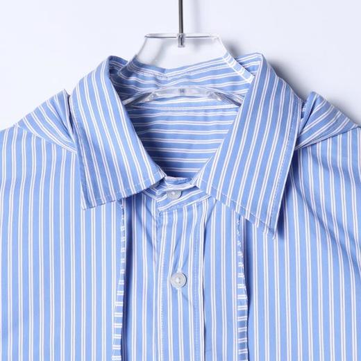 SDSA男装2026新款高贵轻奢小众设计感竖纹翻领连帽长袖衬衫百搭潮 商品图1