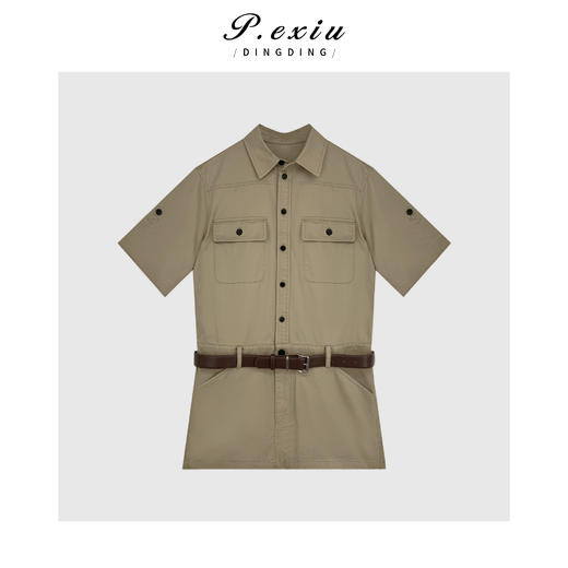 04-3潘依绣丁丁宠粉时尚复古设计工装风连衣裙Q19311 商品图0