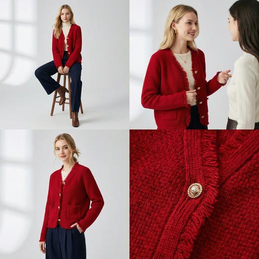 【咕咕同款】PALUOPO/PL女开衫ET2F8297R/约重495g 红色帕罗 商品图2