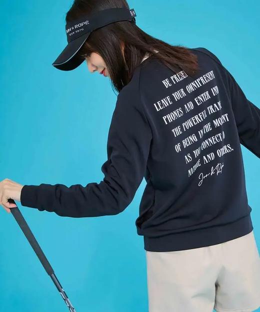 Jun & Rope  女士 秋季高尔夫 光滑弹力纸板针织圆领长袖卫衣 字母印花 商品图1