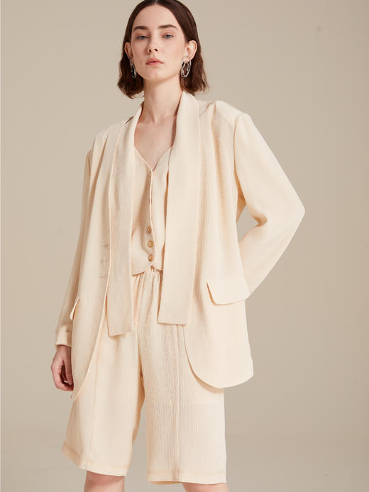 宽松廓形醋酸光泽肌理感休闲西装外套 商品图3