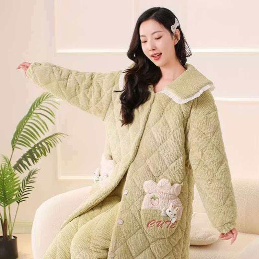 【YW】无忧购年前可发货超厚实可爱长款三层夹棉家居服睡衣套装（截单后3-5天发货) 商品图0