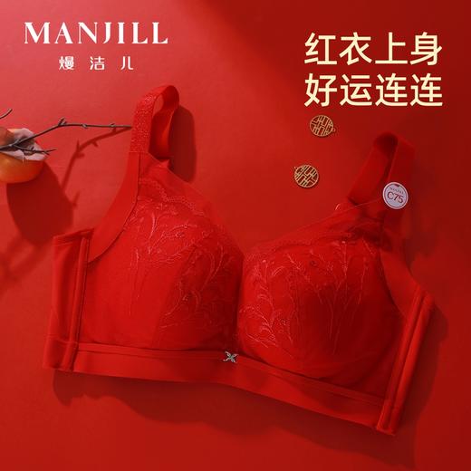 【商场同款】熳洁儿 繁花系列高级刺绣蕾丝大胸显小薄杯云感棉记忆钢圈24701305 商品图6