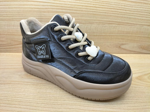 2024冬季女鞋新款豪行24451366M加绒时尚运动鞋休闲高帮系带棉鞋 商品图0