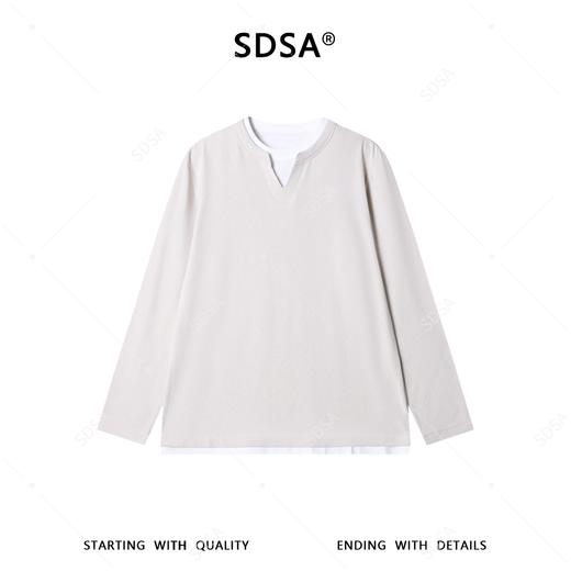 SDSA男装2026新款高贵轻奢潮牌时尚撞色假两件圆领长袖T恤百搭潮 商品图0