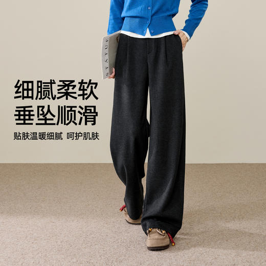 【即将下架！亏本售！西装阔腿裤】逸阳春秋醋酸羊毛高腰垂感显瘦宽松直筒裤8166 商品图3