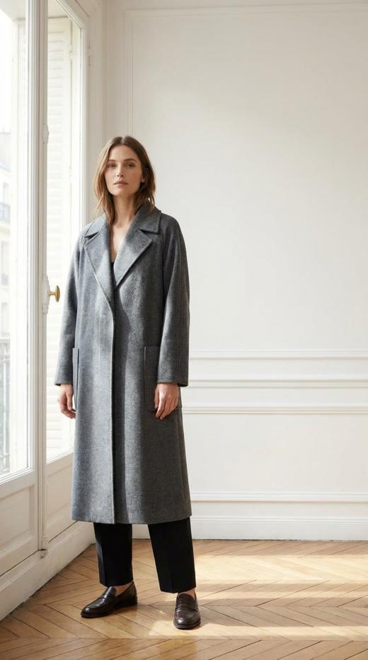 大包珠边大翻领MM经典版长款双面手工大衣 商品图1