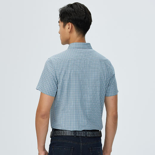 德鲨男装格子短袖衬衫2026夏季新款休闲上衣服男打底衬衣 商品图4