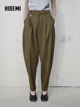 HIDEMI 美丽奴羊毛经典松弛感锥形裤西裤长裤