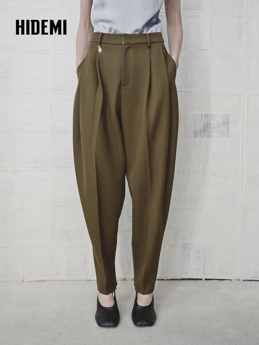 HIDEMI 美丽奴羊毛经典松弛感锥形裤西裤长裤 商品图0
