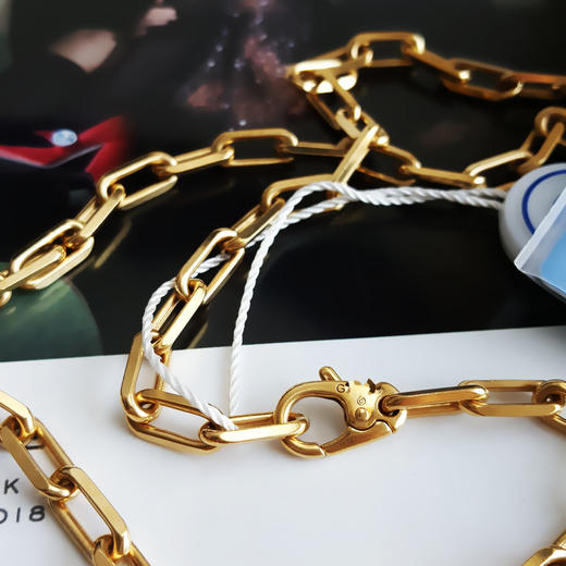 【95新】Cartier卡地亚Santos de Cartier系列B7009000中号18K黄金斯巴达项链链长约57cm中性款290126TJ55 商品图6