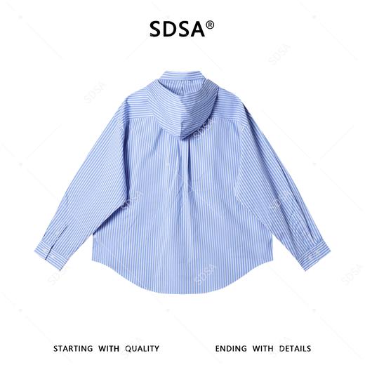 SDSA男装2026新款高贵轻奢小众设计感竖纹翻领连帽长袖衬衫百搭潮 商品图4