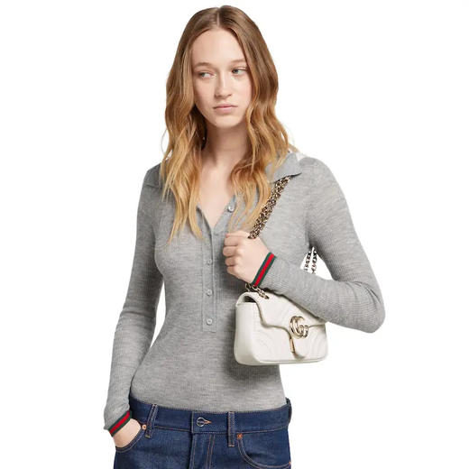 GUCCI 古驰 女士 GG Marmont系列 小号单肩背包 白色 837280 AAE38 9050 商品图7