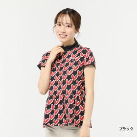 Callaway高尔夫女士爱心系列满印logo短袖衬衫印花上衣