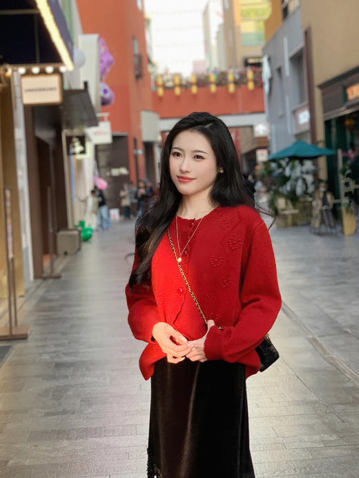 【百图lulu定制】【烟花针织开衫】琥珀纽扣 烟花纹理 绒感 针织开衫 商品图1