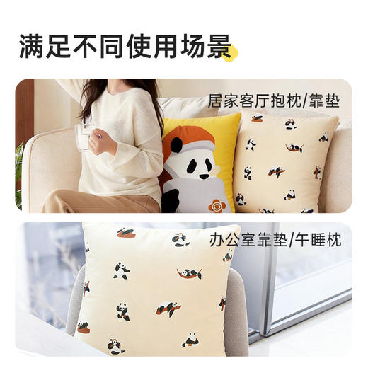洁丽雅自在熊猫抱枕被子两用办公室客厅午睡毯汽车腰枕居家枕头冬 商品图4