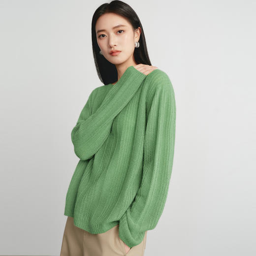 【严选】蒋欣代言伊芙丽桑蚕丝羊绒软糯镂空针织衫女2026春季新款毛衫女1H2930571Q 商品图1