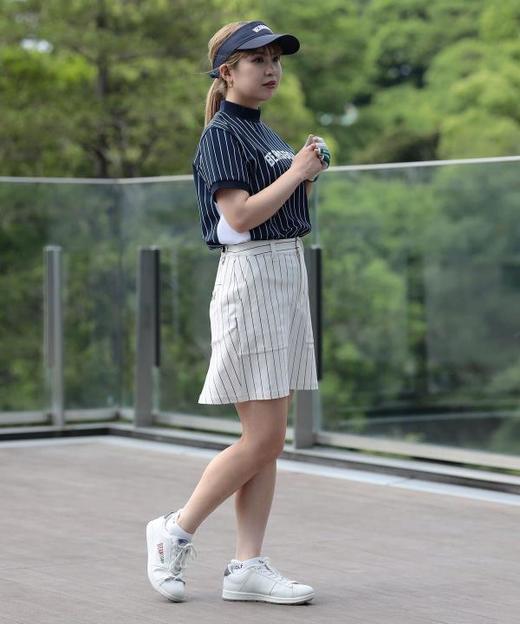 BEAMS GOLF 高尔夫橙标 NEW YORK系列 女士细条纹短裙 防紫外线 凉感舒适 商品图3
