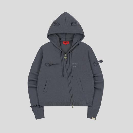 GOODBAI GOODEES 新款趣味猫耳帽蝴蝶结拉链针织衫外套上衣 商品图3