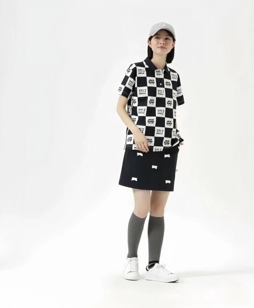 Jack Bunny 女款 高尔夫 双色格子logo印花透气速干polo领短袖T恤 商品图1