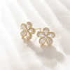 三彩2026新款镀金立体五瓣花朵耳钉合成锆石轻奢出游约会耳饰女 商品缩略图3