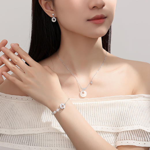 【岁岁平安】纯银平安扣白玉髓麦穗手链【JHY-A000484B】 商品图2